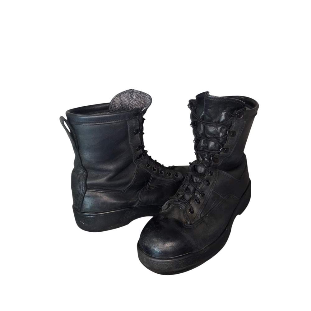 Bates Mens 10.5R Black Leather Navy Flight Deck Military Boots USA Made